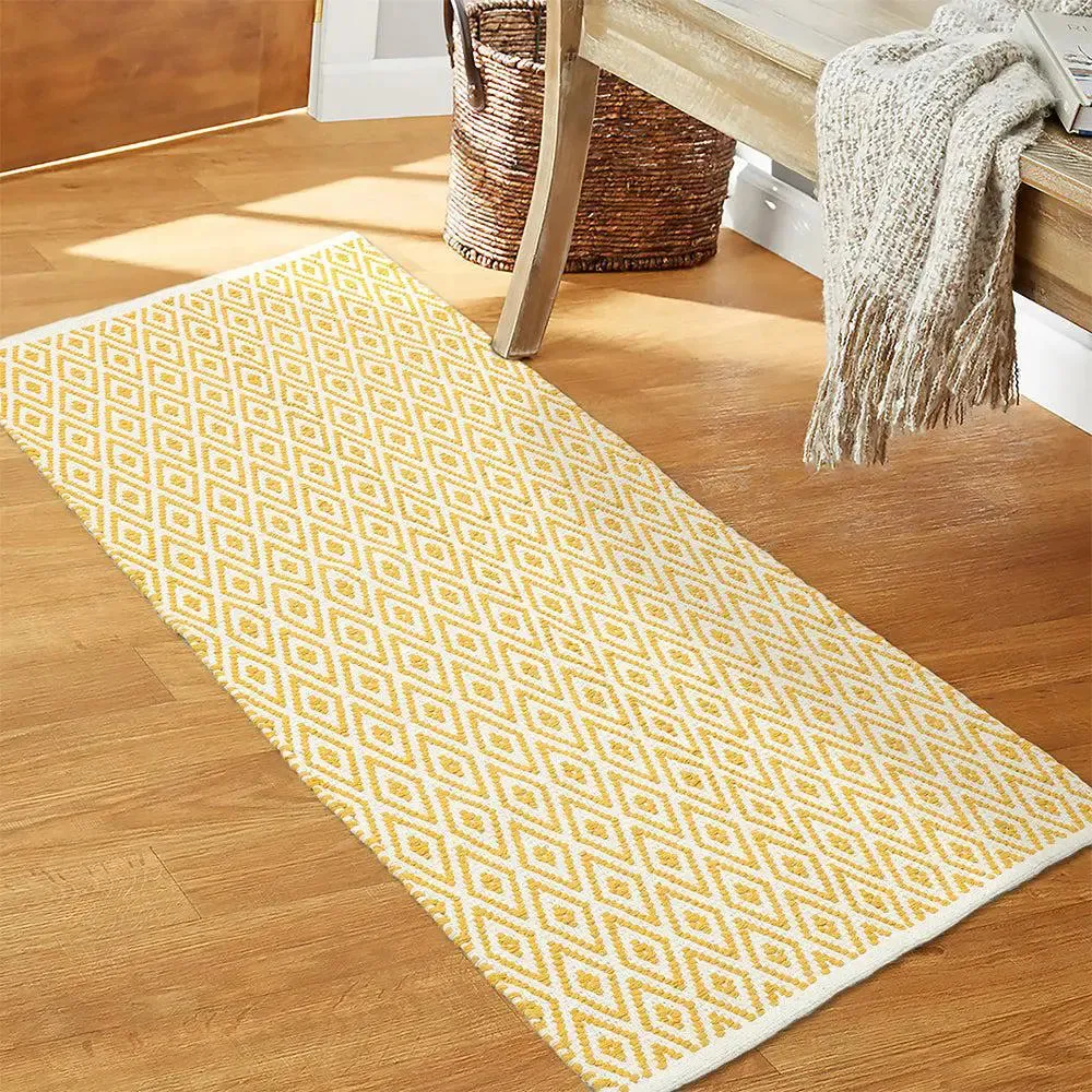 Yellow Designer Handwoven Area Rug (70 x 140) cm