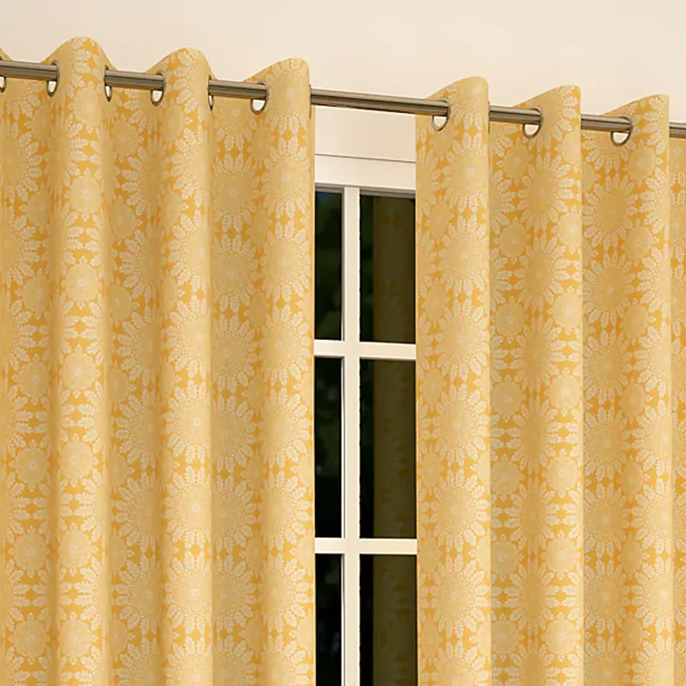 Yellow Floral Arrangement Designer Curtain