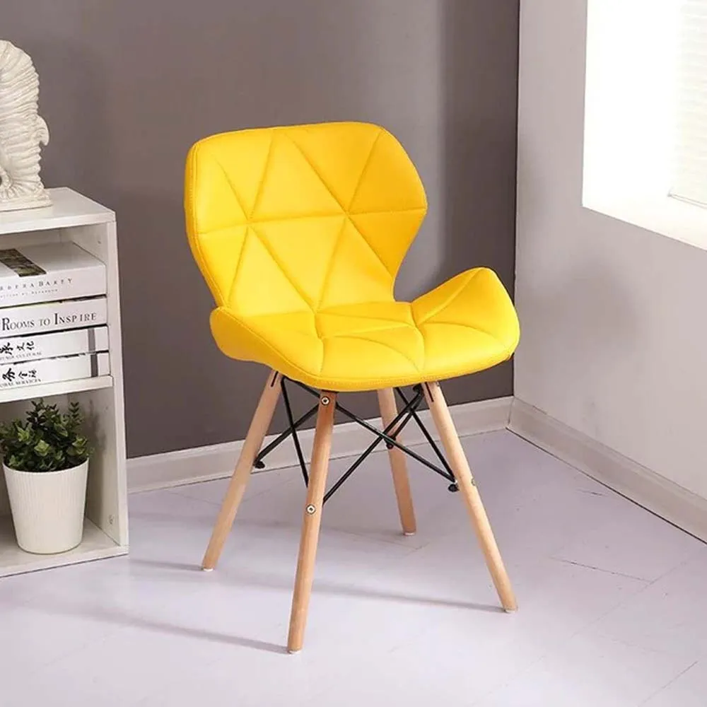 Yellow Leatherette Contemporary Accent Chair Pack of 1 &amp; 2