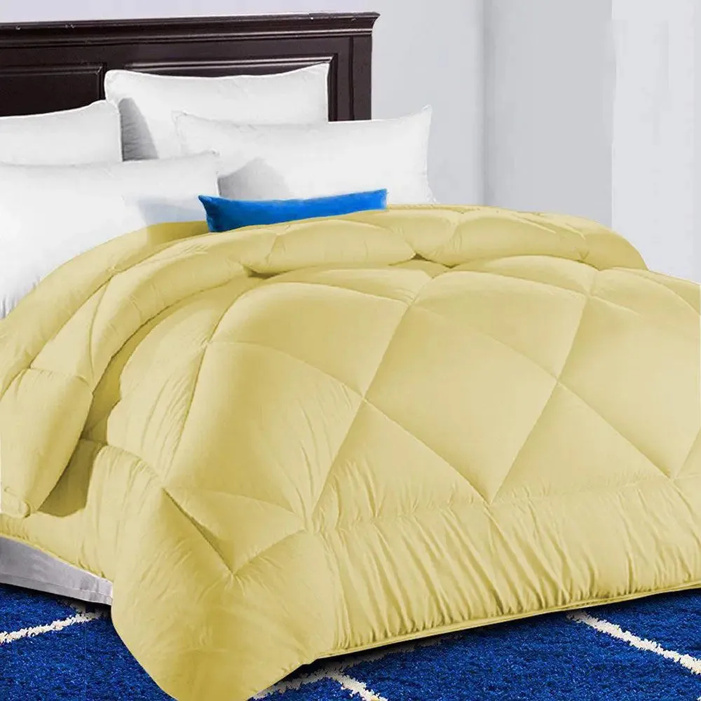 Yellow Loosely Quilted Double Bed Comforter