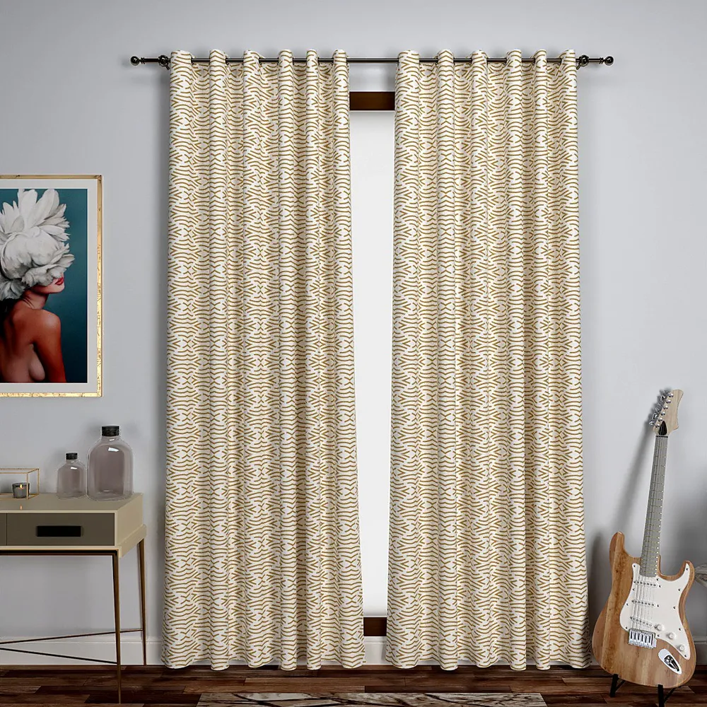 Yellow & White Abstract Designer Window Curtain