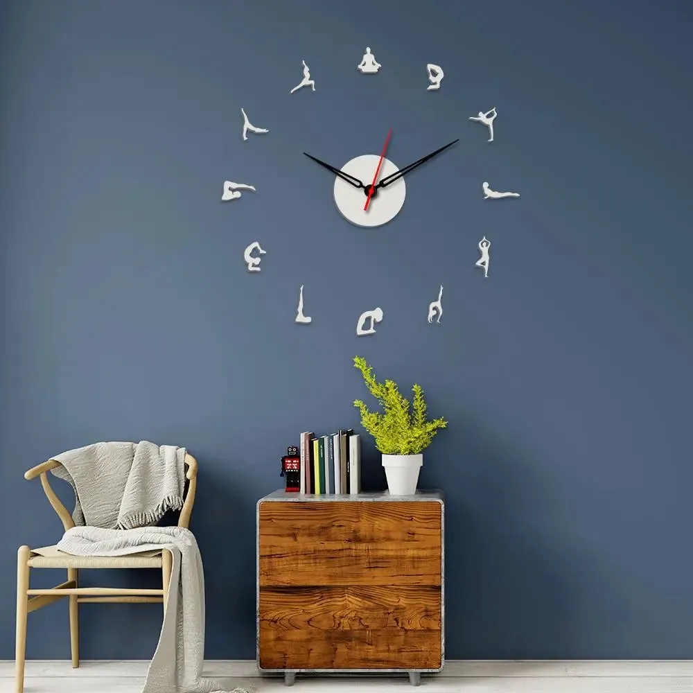 Yoga Postures Designer Big Size 3D Infinity Wall Clock (Size: 24 inch X 24 inch)
