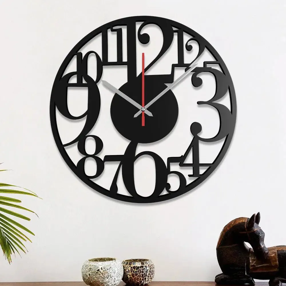 Zig Zag Numbers Shape  Wooden Wall Clock