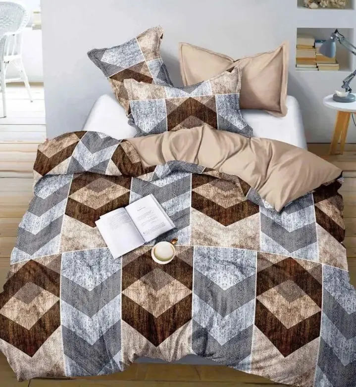 Zigzag Pattern Design  Printed Modern Double Bed Premium Bedsheet With Pillow Covers